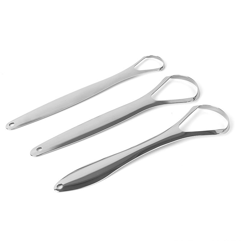 Stainless Steel Tongue Scraper Tongue Coating Cleaner Tongue Scraping Plate Tongue Coating Brush Oral Cleaning Tool suit - image 2