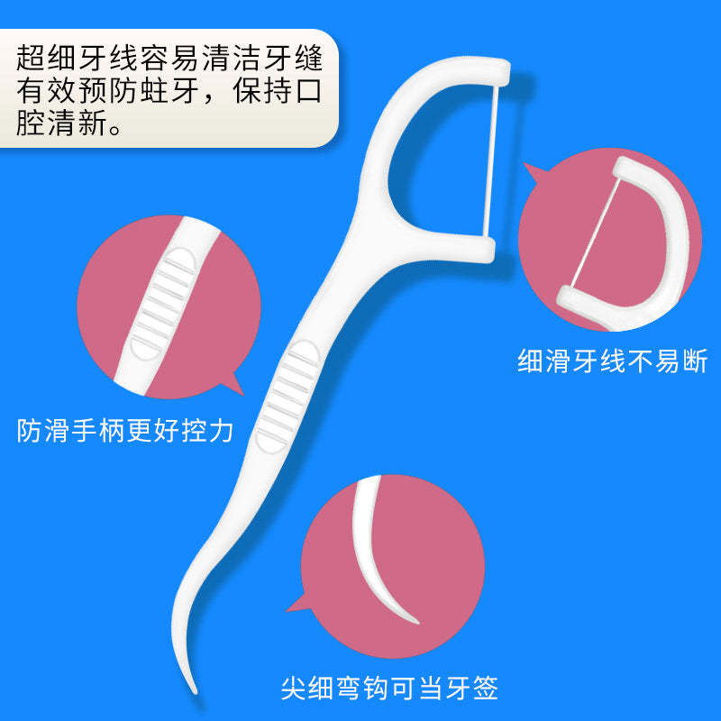 Tooth Point Dental Floss Customized 50 Large Box Dental Floss Sticks Advertising Products Logo Disposable Dental Floss Toothpick Floss Thin Line - image 4