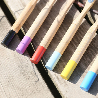 Children's toothbrush children's ten thousand hair toothbrush soft hair color round handle general merchandise Wenyang bamboo wood toothbrush in stock - image 3