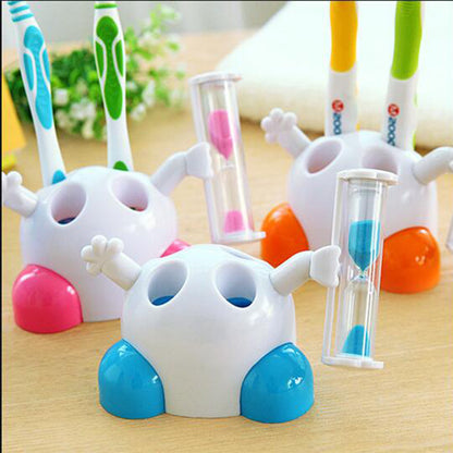 Cartoon hourglass toothbrush holder bathroom toothbrush holder children's brushing timer timing 3 minutes time creative ornaments - image 1