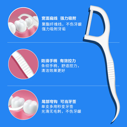Factory Direct Sales Flat Floss Ultra-Fine Floss Stick Flat Floss Family Pack Curved Hook Pointed Floss Pick Box 50 Pieces Wholesale - image 2