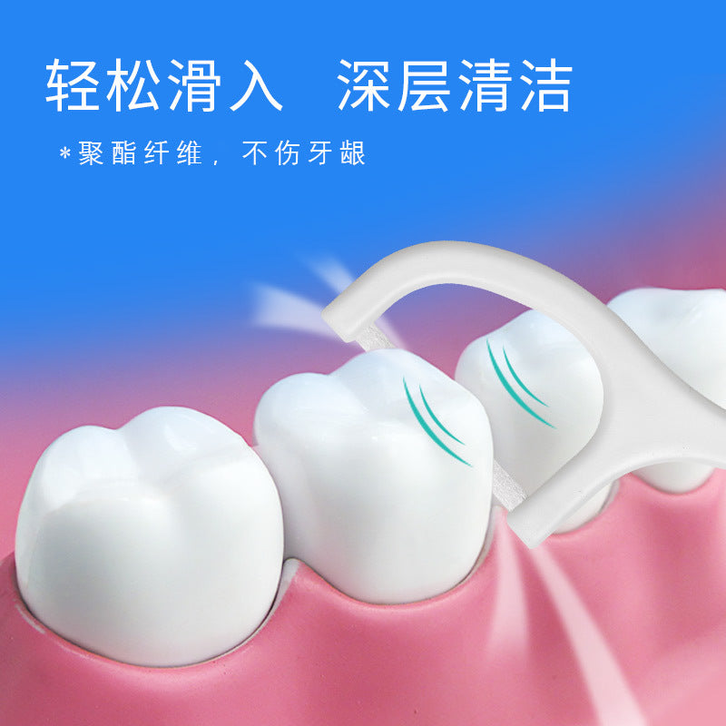 Factory Direct Sales Flat Floss Ultra-Fine Floss Stick Flat Floss Family Pack Curved Hook Pointed Floss Pick Box 50 Pieces Wholesale - image 3
