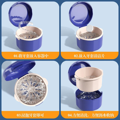Portable Double Layer Hollow Draining Invisible Braces Storage Box with Lid Orthodontic Holder Cleaning Box Denture Box - image 2