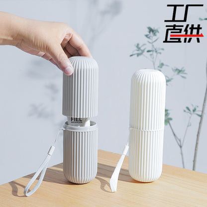 Japanese-style Portable Travel Toothbrush Box suit Wash Cup with Lid Toothpaste Cone Toothbrush Storage Box Mouthwash Cup - image 1