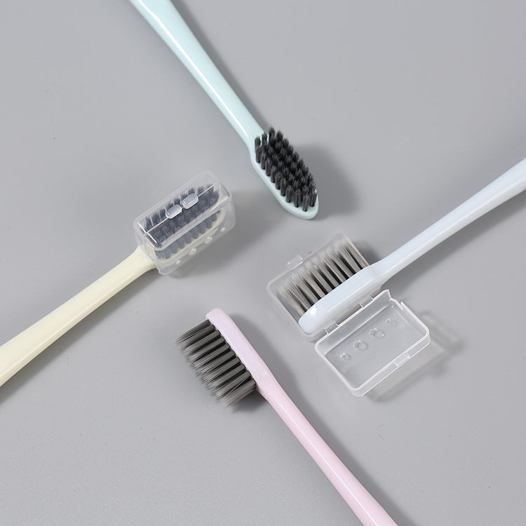 Unprinted Same 4 Pack Adult Japanese-style Plain Belt Protective Cover Small Head Medium Soft Hair Toothbrush - image 3