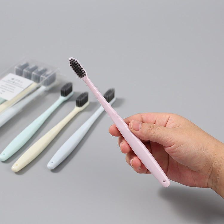 Unprinted Same 4 Pack Adult Japanese-style Plain Belt Protective Cover Small Head Medium Soft Hair Toothbrush - image 4