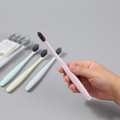 Unprinted Same 4 Pack Adult Japanese-style Plain Belt Protective Cover Small Head Medium Soft Hair Toothbrush - image 4