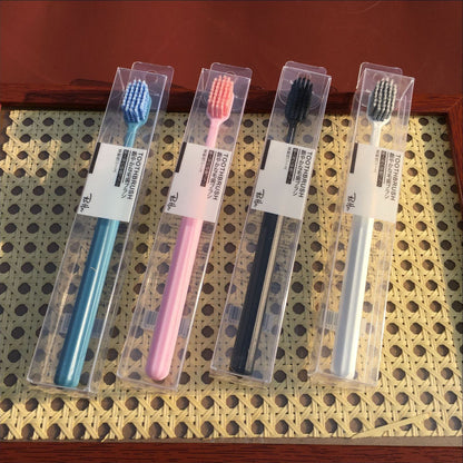 Imported spiral wire toothbrush black and white wide head soft bristle toothbrush single pack toothbrush chain cross-border hot sale factory direct sales - image 2