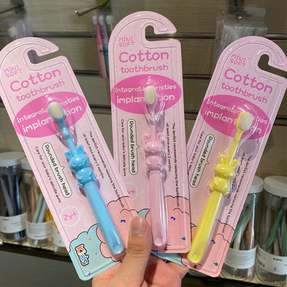 Rabbit children's ten thousand hair toothbrush cartoon single pack 2-10 years old baby soft hair toothbrush manufacturers - image 1