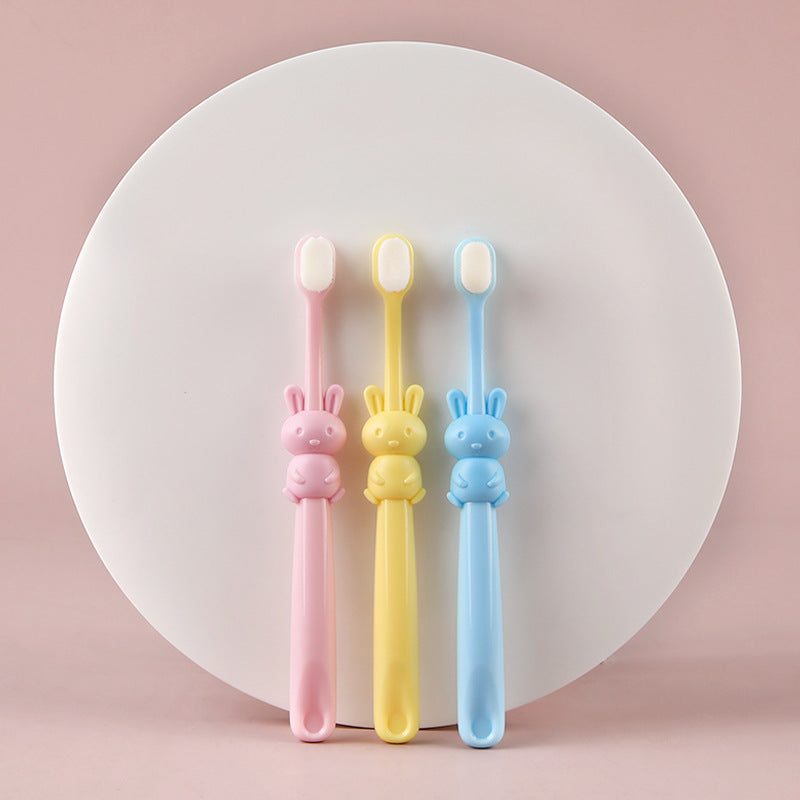 Rabbit children's ten thousand hair toothbrush cartoon single pack 2-10 years old baby soft hair toothbrush manufacturers - image 2