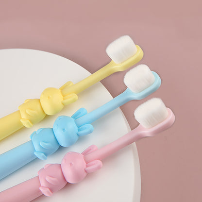 Rabbit children's ten thousand hair toothbrush cartoon single pack 2-10 years old baby soft hair toothbrush manufacturers - image 4