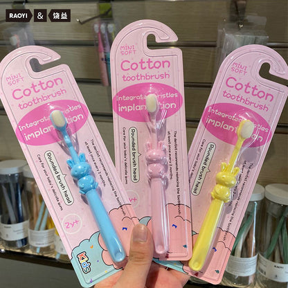 Small rabbit children ten thousand hair toothbrush single pack 2-10 years old baby soft hair toothbrush factory wholesale - image 1
