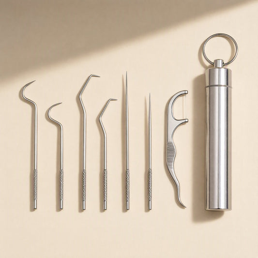 Portable stainless steel toothpick, 8 cm long