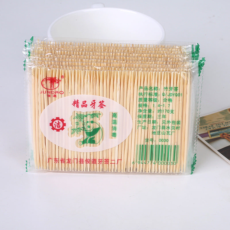 Disposable toothpick double thick and thin toothpick fruit pick restaurant hotel home toothpick natural bamboo toothpick dental floss - image 4