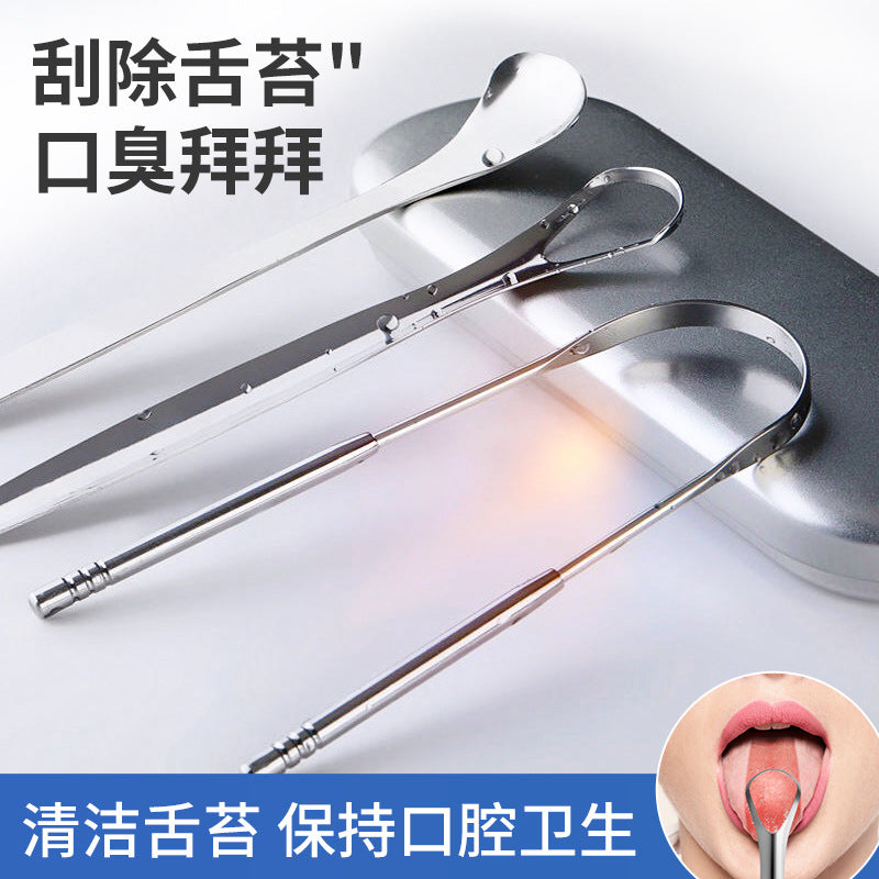 Stainless Steel Tongue Scraper Cleaning Oral Tongue Coating Cleaner Adult Halitosis Removal Tongue Scraper Brush U-shaped Tongue Scraper - image 1