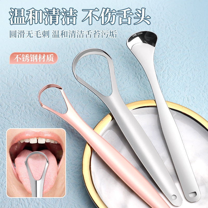 Spot Stainless Steel Tongue Scraper Tongue Cleaner Oral Tongue Coating Cleaning Brush Tongue Coating Brush to Remove Bad Breath Tongue Scraper - image 2