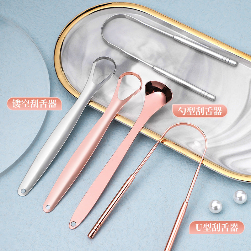 Spot Stainless Steel Tongue Scraper Tongue Cleaner Oral Tongue Coating Cleaning Brush Tongue Coating Brush to Remove Bad Breath Tongue Scraper - image 3