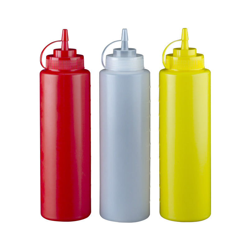 Pin first cross-border wholesale squeeze sauce bottle plastic Japanese-style pointed mouth three-hole Jam bottle tomato salad squeeze sauce bottle - image 5