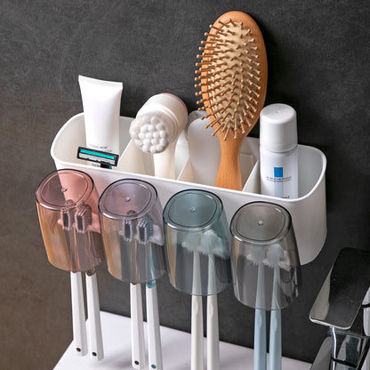 Toothbrush Holder Set, Punch-Free Wall-Mounted Toothpaste Squeezer, Brushing Teeth, Mouthwash Cup, Bathroom Storage Box, Storage Rack - image 3