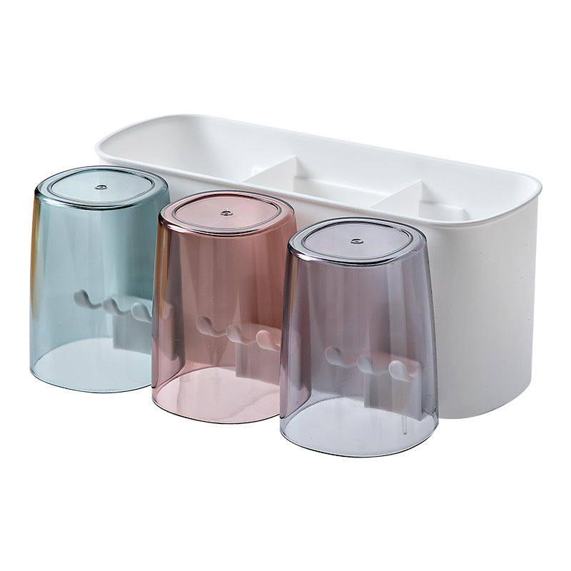 Toothbrush Holder Set, Punch-Free Wall-Mounted Toothpaste Squeezer, Brushing Teeth, Mouthwash Cup, Bathroom Storage Box, Storage Rack - image 5
