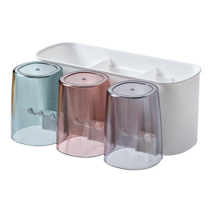 Toothbrush Holder Set, Punch-Free Wall-Mounted Toothpaste Squeezer, Brushing Teeth, Mouthwash Cup, Bathroom Storage Box, Storage Rack - image 5