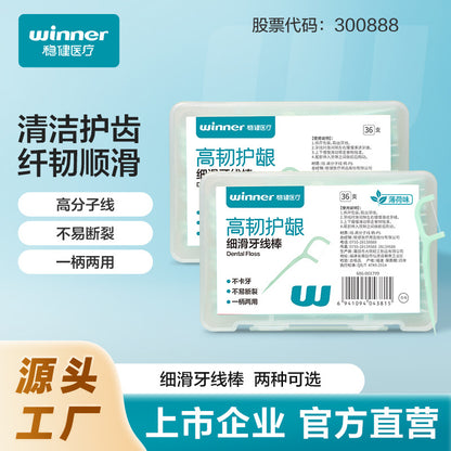 Winner Robust Medical Mint-Flavored Dental Floss Portable Disposable Toothpicks Portable Pack of 36 - image 1