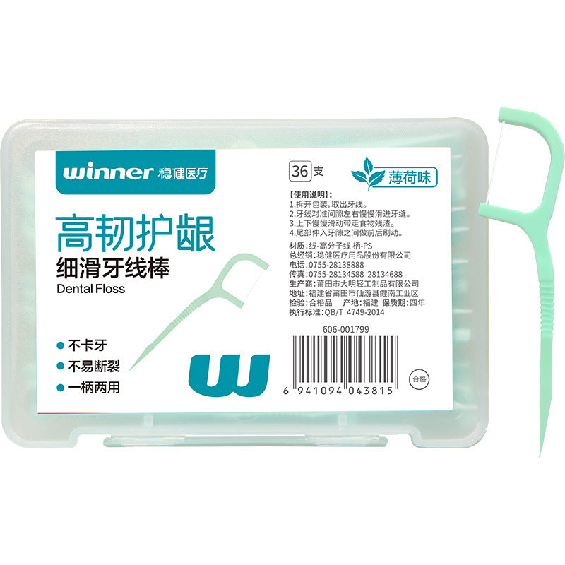 Winner Robust Medical Mint-Flavored Dental Floss Portable Disposable Toothpicks Portable Pack of 36 - image 5