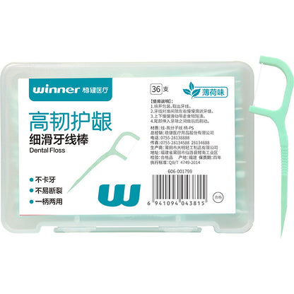 Winner Robust Medical Mint-Flavored Dental Floss Portable Disposable Toothpicks Portable Pack of 36 - image 5
