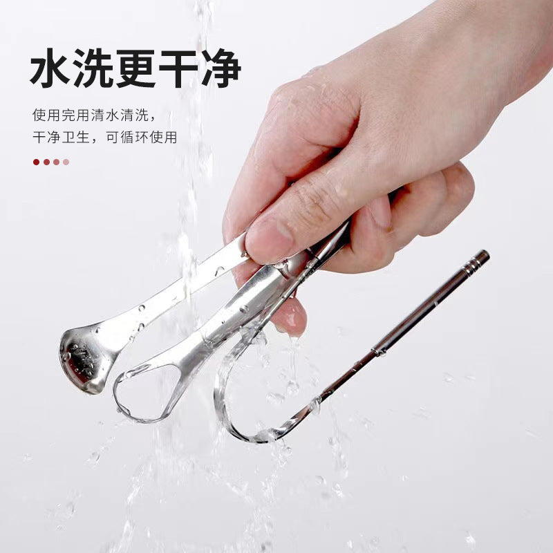 Stainless Steel 304 Tongue Scraper Cleaning Oral Tool Tongue Coating Cleaner Adult Halitosis U-shaped Tongue Scraper - image 2