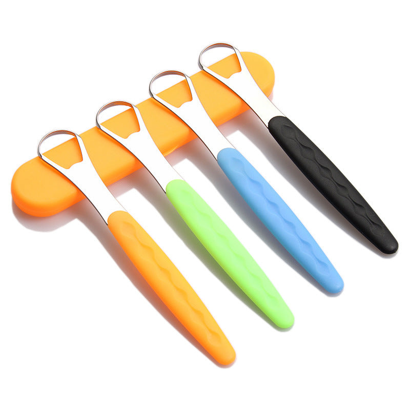 Tongue Scraper Tongue Coating Cleaner Stainless Steel Tongue Scraper Oral Care Tool Bad Breath Tongue Brush in stock Wholesale - image 1