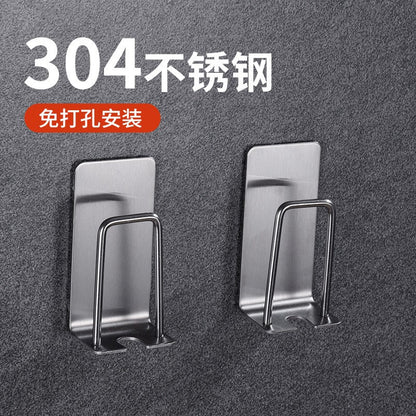 304 stainless steel punch-free bathroom toothbrush holder rack wall-mounted self-adhesive toothbrush holder - image 1