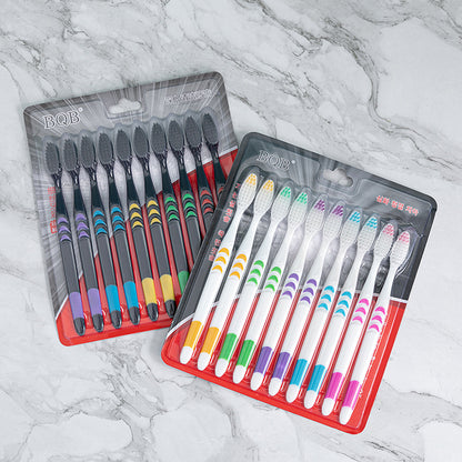 Bqb2 Black Moon Ten-Pack Adult Cross-Border E-Commerce Toothbrush Soft Bristle Manufacturer Wholesale Toothbrush Wholesale - image 1