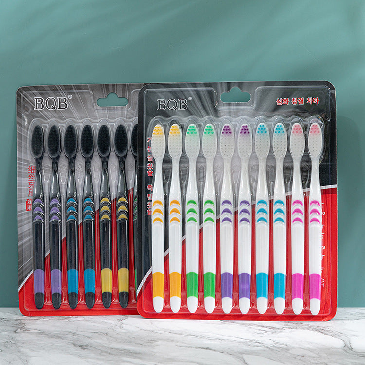 Bqb2 Black Moon Ten-Pack Adult Cross-Border E-Commerce Toothbrush Soft Bristle Manufacturer Wholesale Toothbrush Wholesale - image 2