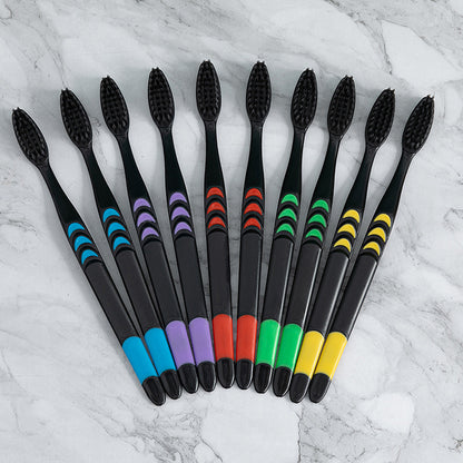 Bqb2 Black Moon Ten-Pack Adult Cross-Border E-Commerce Toothbrush Soft Bristle Manufacturer Wholesale Toothbrush Wholesale - image 3
