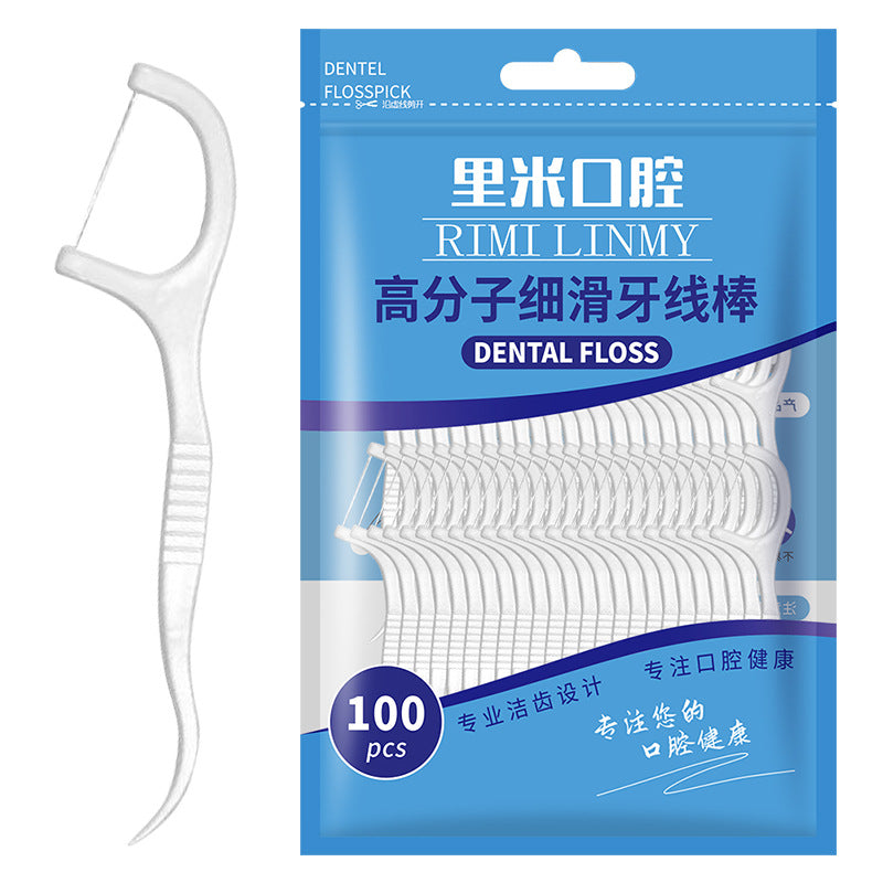 Factory in stock wholesale 100 bags of dental floss disposable polymer slim floss stick floss pick portable box - image 5