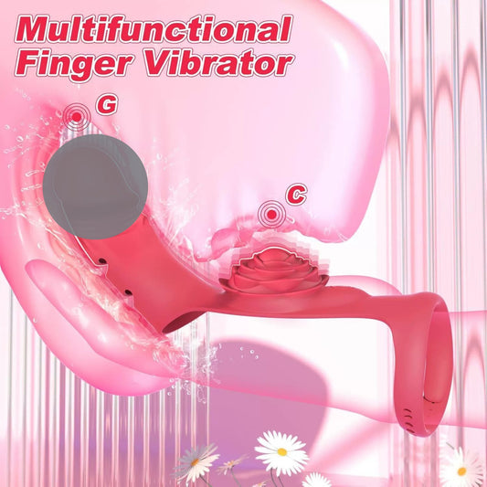 Artificial Rose-shaped Glans and Clitoral Massage Finger Sleeve