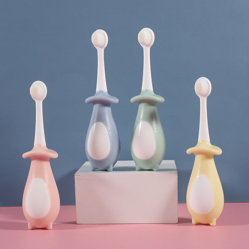 Toothbrush with Soft Bristles, Cute Kidsren's Training Toothbrush for 0-3 Years Old, Soft Glue That Does Not Hurt the Skin, Little Penguin 10,000-Bristle Toothb - image 3