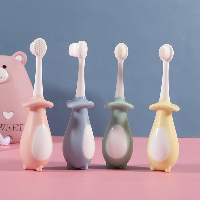 Toothbrush with Soft Bristles, Cute Kidsren's Training Toothbrush for 0-3 Years Old, Soft Glue That Does Not Hurt the Skin, Little Penguin 10,000-Bristle Toothb - image 4