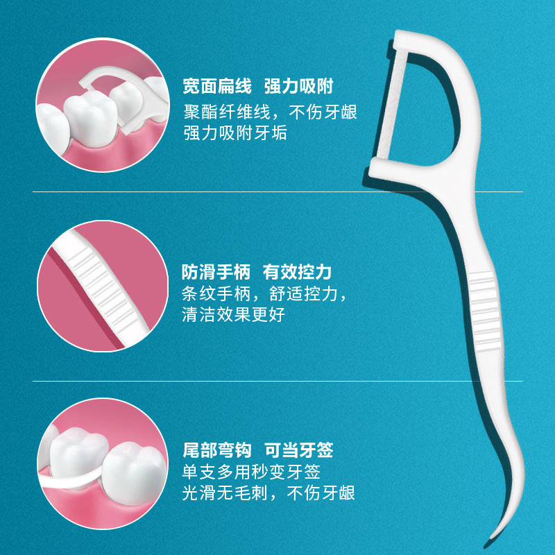 Tooth Point boxed 50 PCs dental floss flat ultra-fine dental floss stick disposable bow plastic toothpick in stock wholesale - image 3