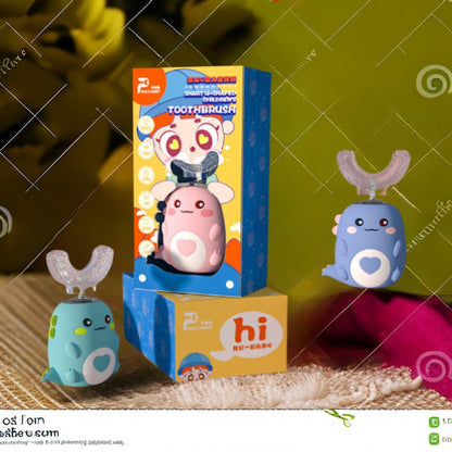 Children's electric toothbrush U-shaped baby soft fine hair 2-6-12 years old dental care silicone brush head manufacturers wholesale - image 1