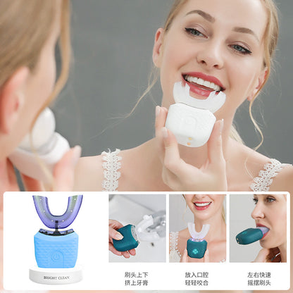Adult U-Shaped Electric Toothbrush Sonic Soft-Bristled Silicone Brush for Men and Women, Full Body Washable, Rechargeable Automatic Timer Tooth Cleaner - image 2