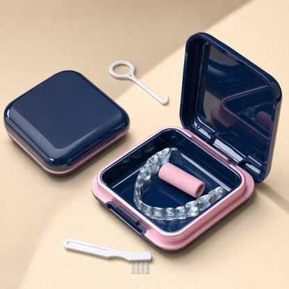 ABS plastic denture storage box with mirror, cover, and compartment - view 4