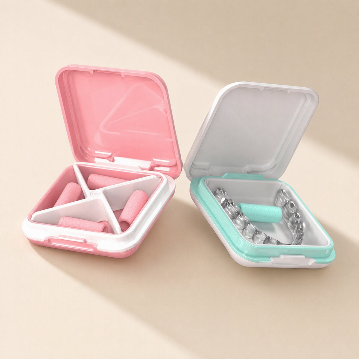 ABS plastic denture storage box with mirror, cover, and compartment - view 5