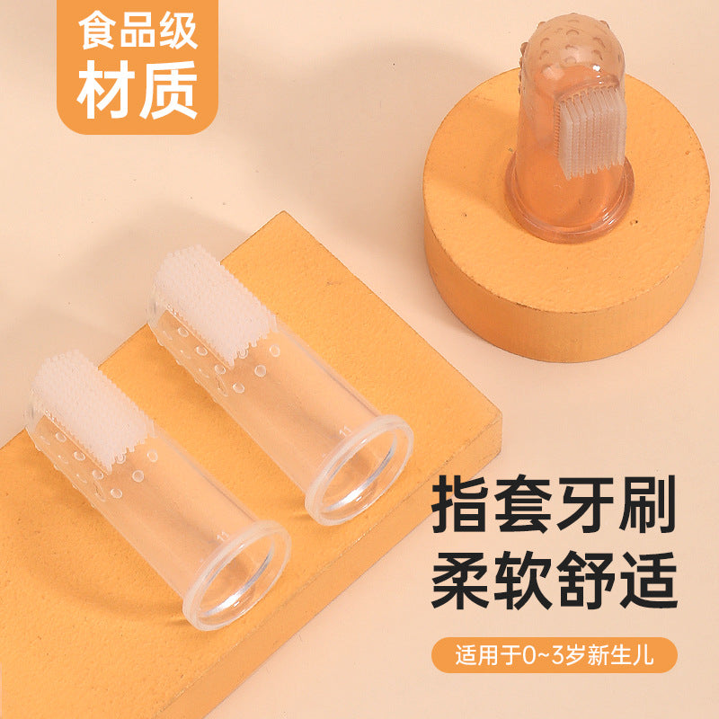 Factory Direct Sales Baby Thumb Set Toothbrush Silicone Milk Toothbrush Finger Toothbrush Baby Tongue Cleaning Brush Box - image 2