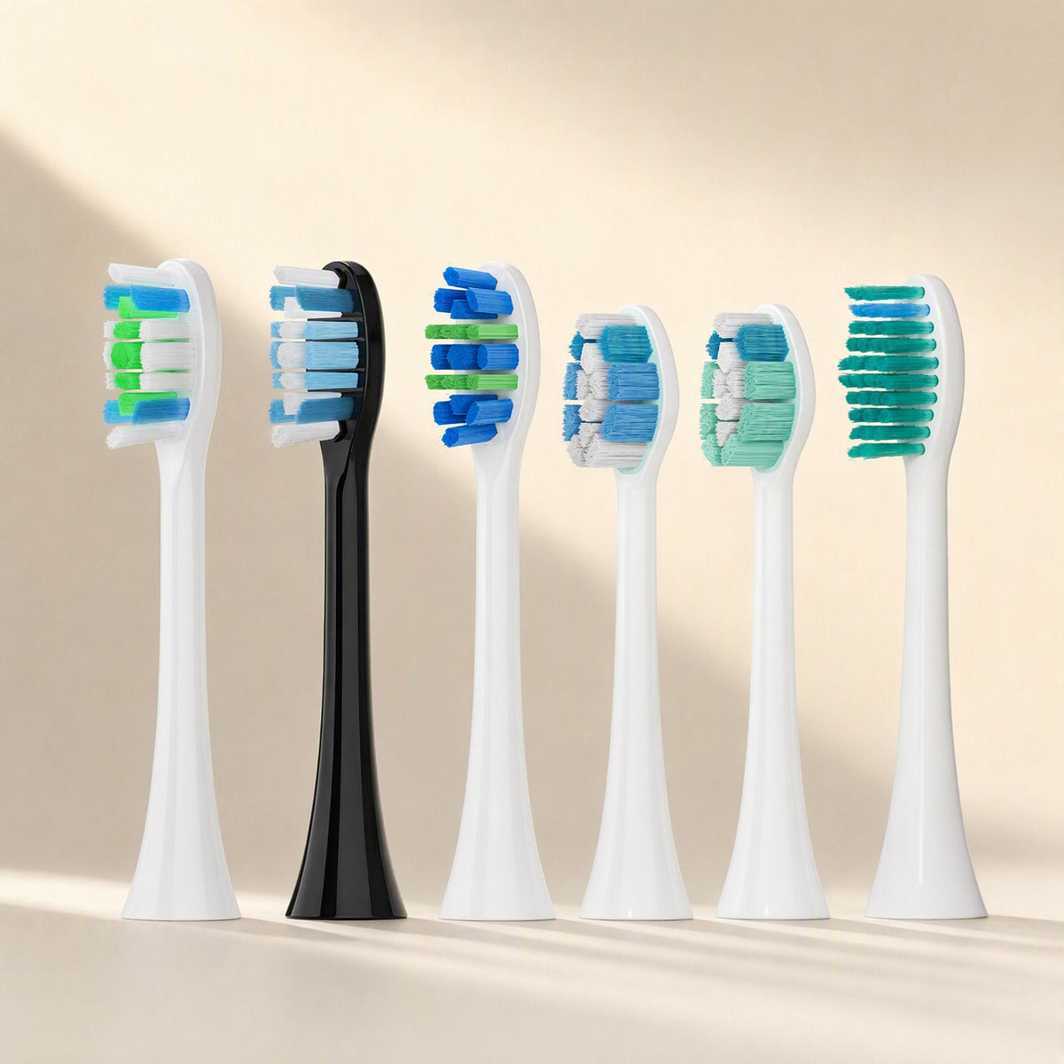 White electric toothbrush replacement brush head with soft bristles - view 4