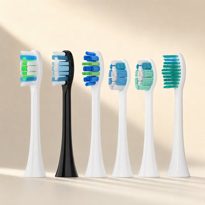 White electric toothbrush replacement brush head with soft bristles - view 4