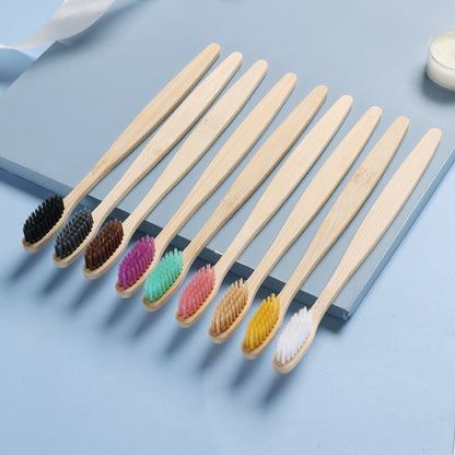 Cross-Border single bamboo toothbrush set natural bamboo toothbrush flat set of ten bamboo products toothbrush - image 3