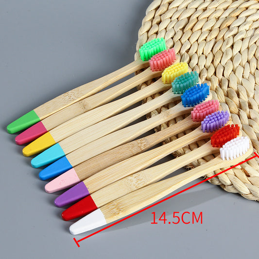 Cross-Border Foreign Trade Environmentally Friendly Tablet Children's Painted Round Nylon Hard-Bristled Bamboo Non-Harming Teeth Biodegradable Toothbrush Wholesale - image 2