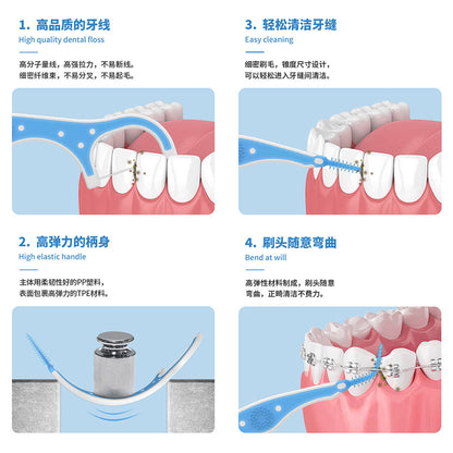 Cross-Border Popular Double-Headed Dental Floss Stick Interdental Brushing Soft Glue Cleaning Wide-Toothed Floss Wholesale Foreign Trade - image 4