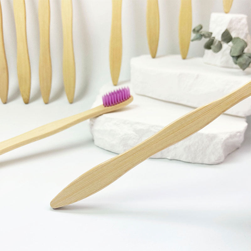 Flat Wave Bamboo Toothbrush for Cleaning Teeth and Protecting Gums, Small Bamboo Brush Head, Bamboo Wood Wholesale Design, Eco-Friendly Toothbrush - image 4